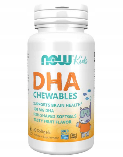 NOW Kids Chewable DHA, 60 капс
